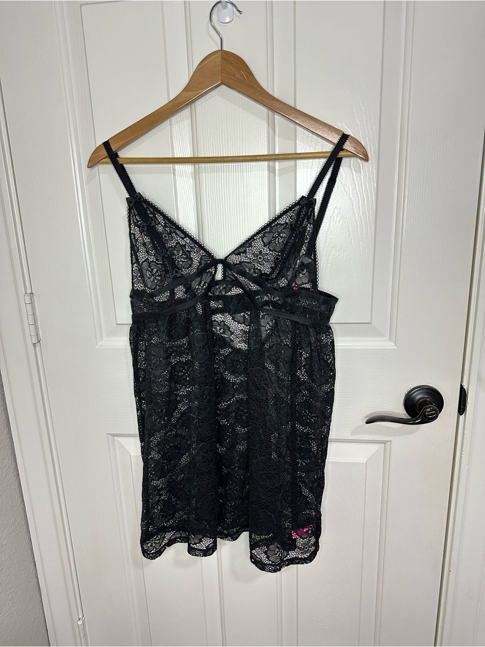 Y2K Betsey Johnson Open Knit Black Floral Lace Slip Dress Sz L Baddie Glam Fairy